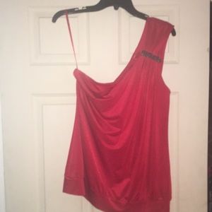 Large, 1 shoulder red blouse
